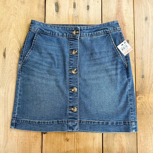 NWT Maison Jules Denim Skirt Mini Button Front‎ 2 Womens - Picture 2 of 7